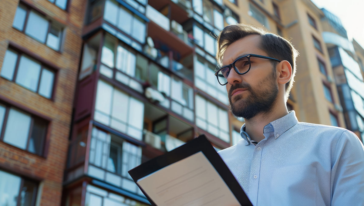 image showing a Mack Property employee explaining our Property Management options